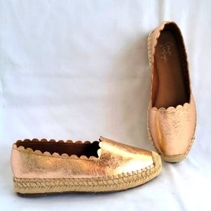 NWB Crown Vintage Leather Flatform Espadrille - Size 6 - Rose Gold